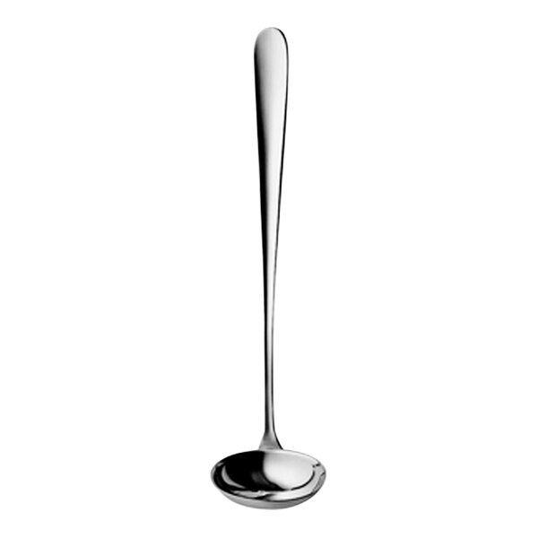 A silver Hepp Carlton dressing ladle with a long handle.