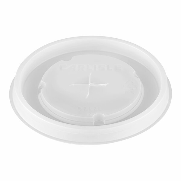 A translucent plastic lid with a cross on top.