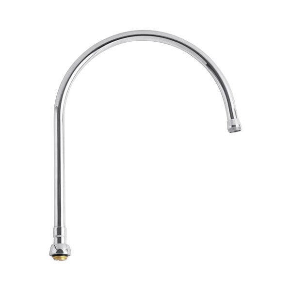 A silver curved Chicago Faucets gooseneck swing spout.