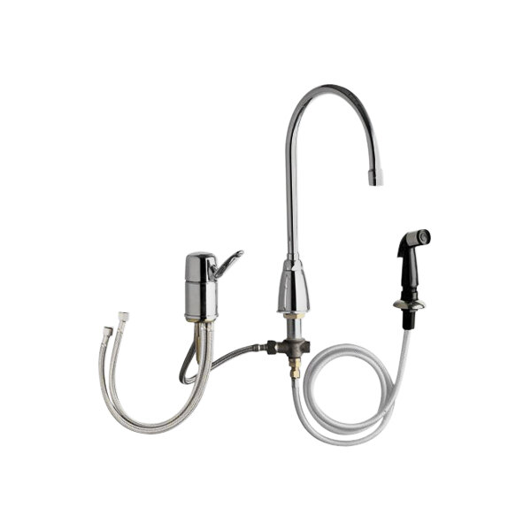 Chicago Faucets 2304E35ABCP 1.5 GPM DeckMounted Faucet with 8" Rigid