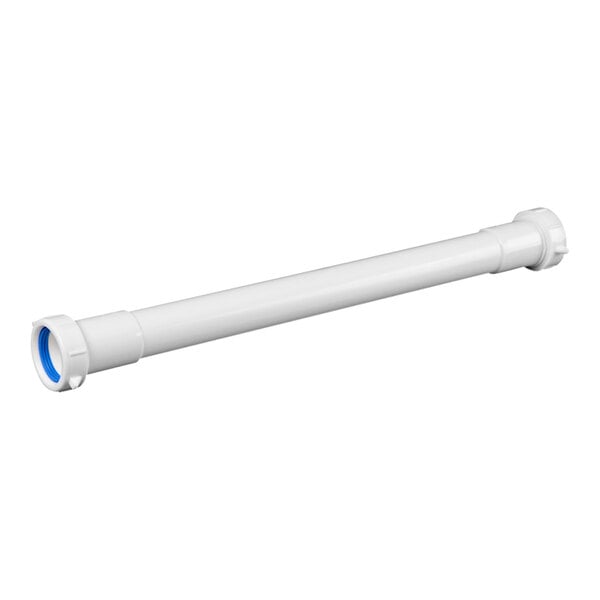 A white tube with double slip joints and blue inserts.
