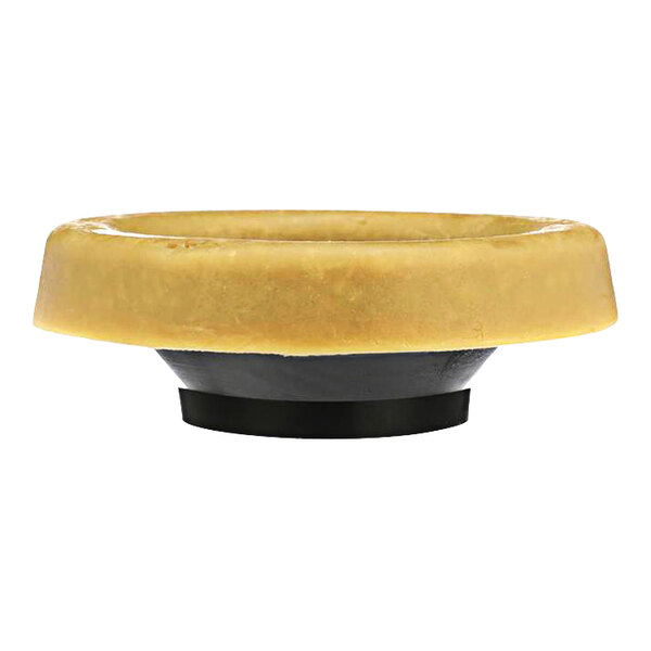 A round yellow Harvey wax gasket on a black bowl.