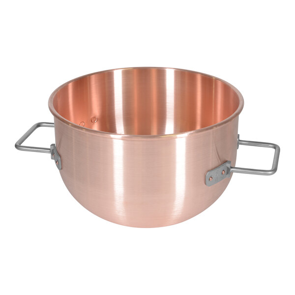 A Savage Bros copper kettle with handles.