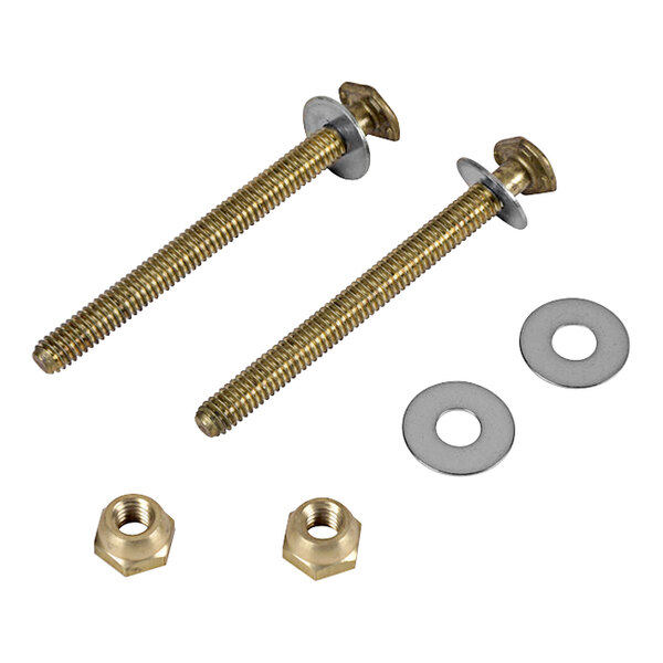 A Hercules Johni-Bolt brass bolt set with two brass screws and nuts.