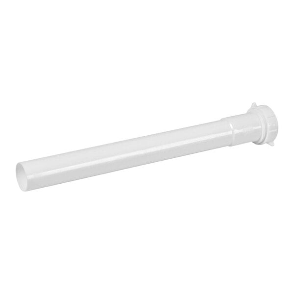 A white plastic tube with a black nozzle and handle.