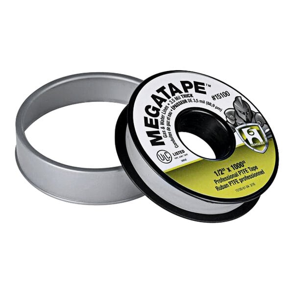 A spool of Hercules Megatape PTFE tape with a black and white label.