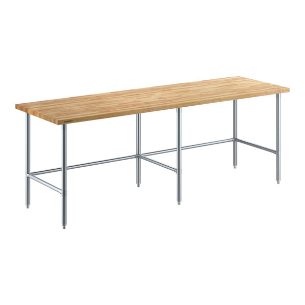 Regency 30" x 96" Wood Top Work Table with Galvanized Base