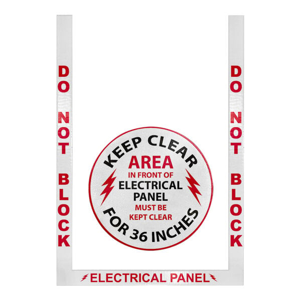 A white rectangular vinyl floor sign with red text reading "Do Not Block Electrical Panel" by Superior Mark.
