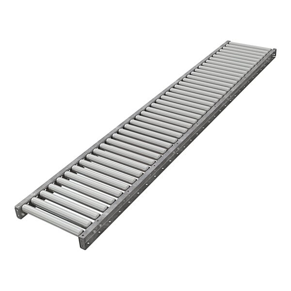 An Omni Metalcraft roller conveyor belt with galvanized steel rollers.