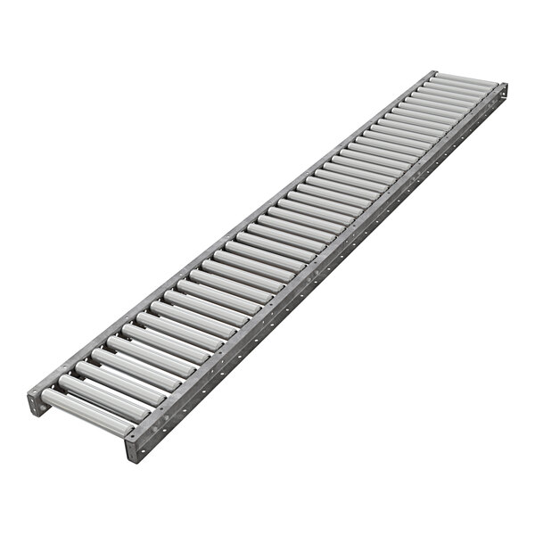 An Omni Metalcraft galvanized steel roller conveyor belt.