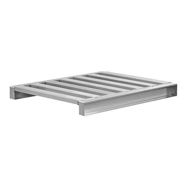 A New Age metal pallet with slats on a white background.