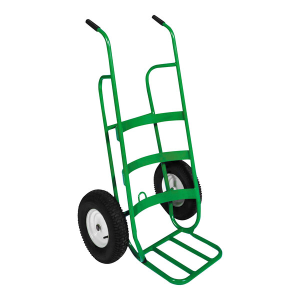 A green Valley Craft heavy-duty containerized nursery hand truck with black wheels.