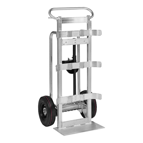 A silver Valley Craft double cylinder hand truck with black wheels.
