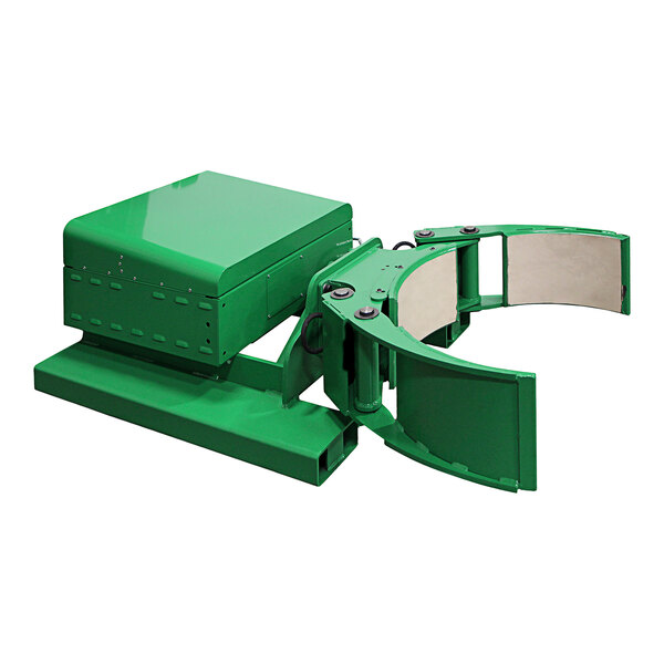 A green Valley Craft Maxi Grip battery-powered forklift attachment with metal parts and a black handle.