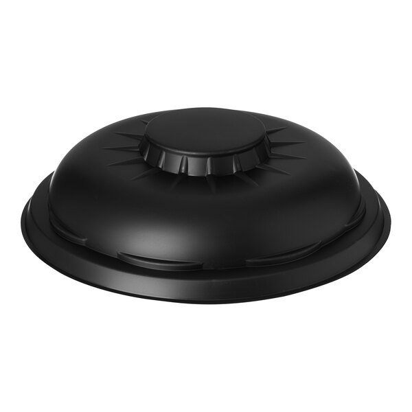 A black round lid with a circular top.