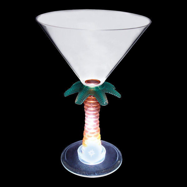 10 oz. Customizable Plastic Palm Tree Stem Martini Cup with White LED