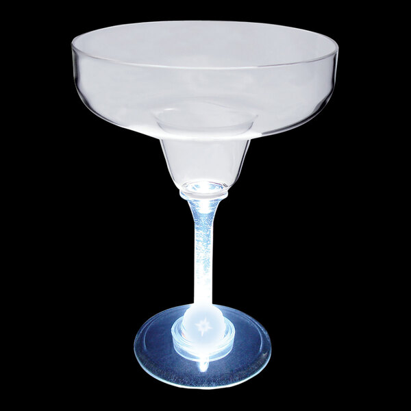 A customizable plastic margarita glass with a light on the rim.