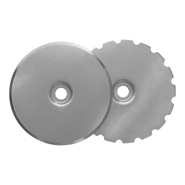 A LloydPans stainless steel perforated scoring blade set with two circular blades.