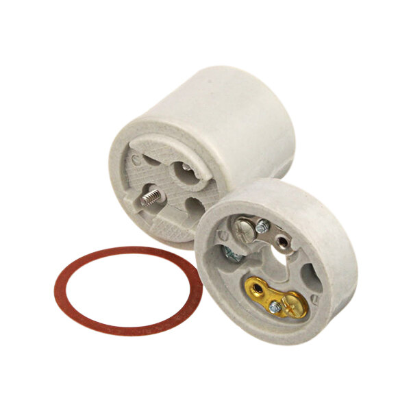 A white All Points socket assembly with two white plastic plugs.
