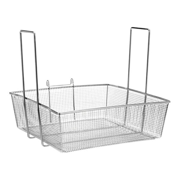 A wire mesh All Points fryer basket with two handles.