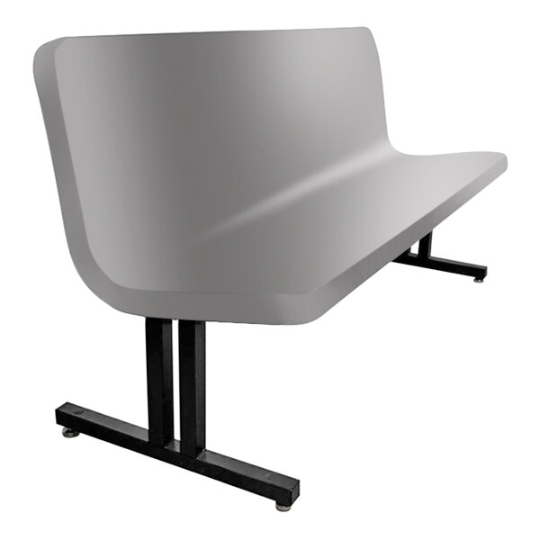 A grey Sol-O-Matic fiberglass bench with black legs and backrest.