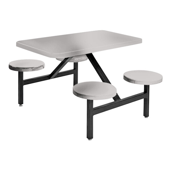 SolOMatic 53" x 44" x 28" Platinum Fiberglass Table with Four Fixed Seats