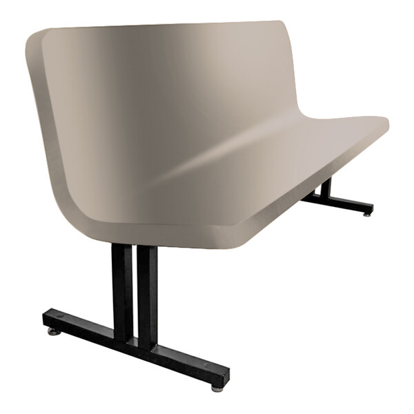 A grey Sol-O-Matic fiberglass bench with a contoured backrest.