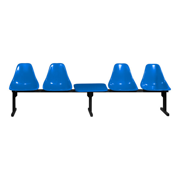 A Sol-O-Matic blue plastic modular seating unit with black base.