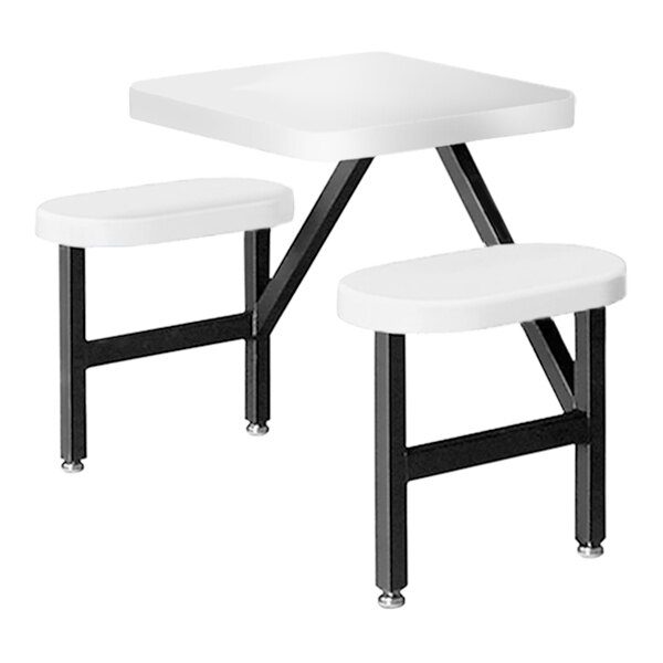 SolOMatic 50" x 22" x 28" White Fiberglass Table with Two Fixed Seats