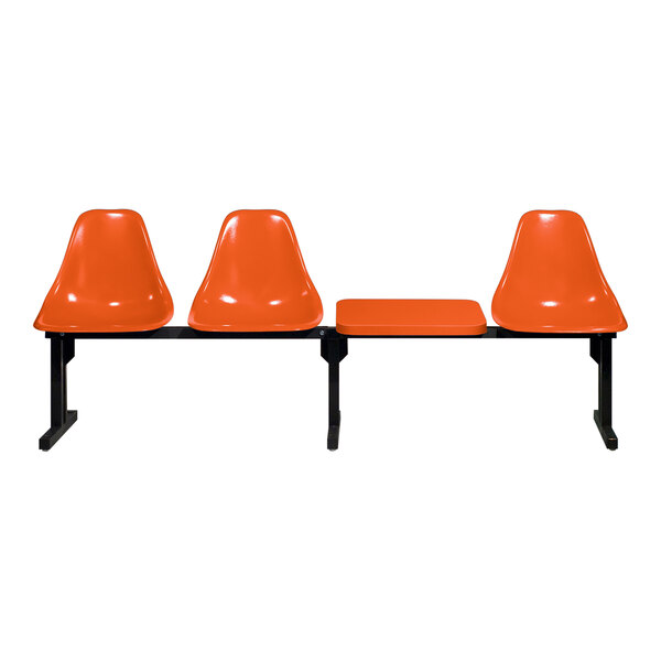 An orange Sol-O-Matic modular seating unit with black legs.