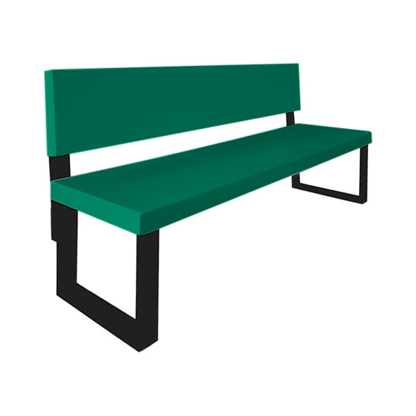 A Sol-O-Matic hunter green park bench with black legs.