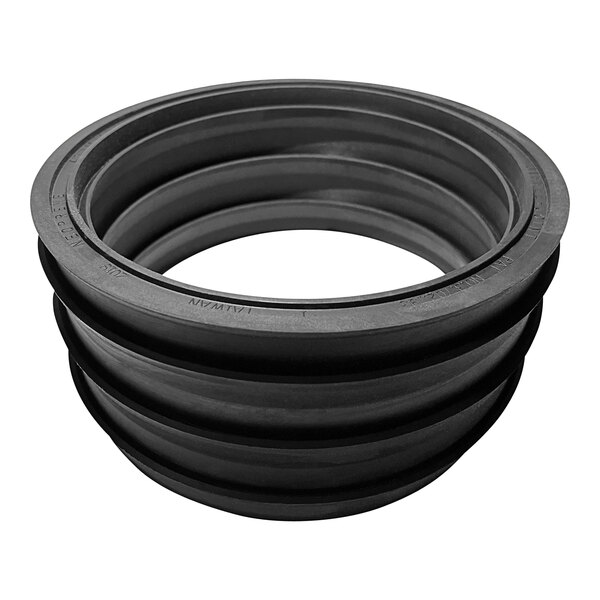 A black neoprene Josam Jiffee-Joint gasket with three rings on it.
