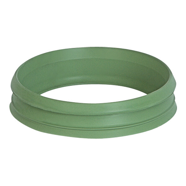 A green circular gasket with a white background.