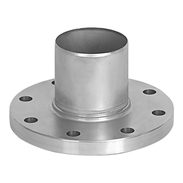 A Josam stainless steel male flange adapter with holes.