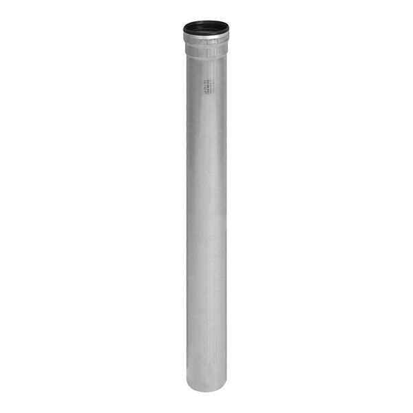 A long stainless steel metal pipe with a black cap.