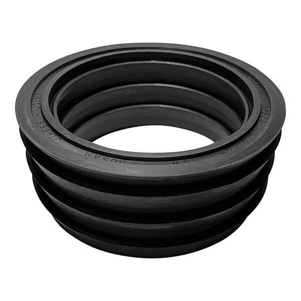 A black round Josam neoprene gasket with a ring and three holes.