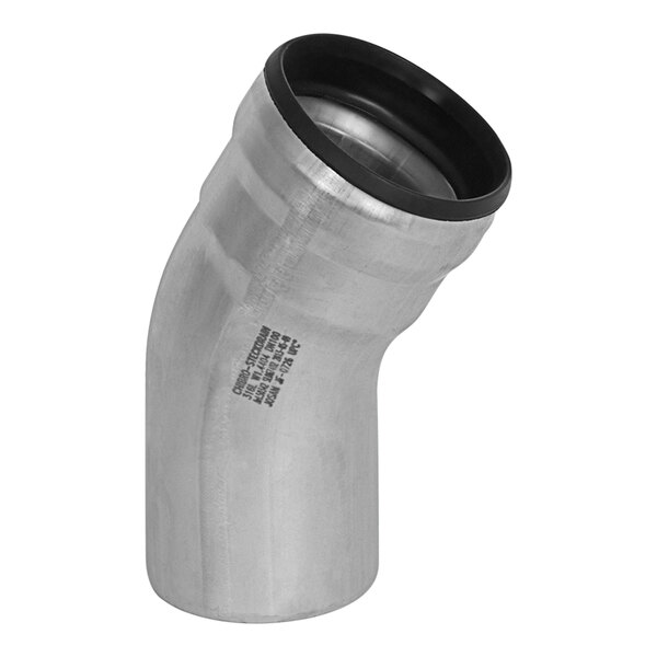 A Josam stainless steel 30 degree bend pipe fitting for push-fit pipes.