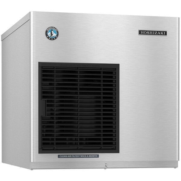 A silver rectangular Hoshizaki air cooled ice machine with a black vent.