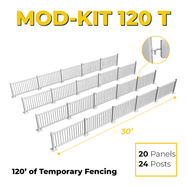 Mod-Fence Mod-Traditional 120' White Traditional Fence Starter Kit with ...