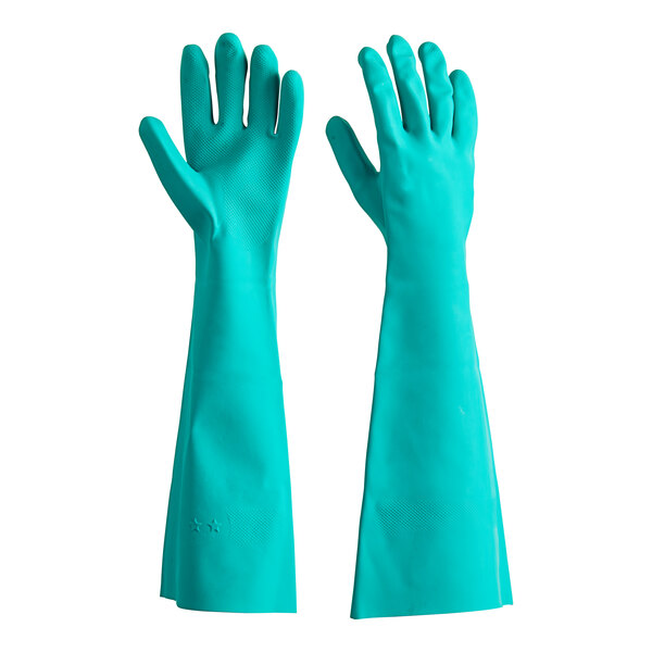 Lavex 18" Green 22 Mil Unlined Nitrile Gloves Small 12/Pack