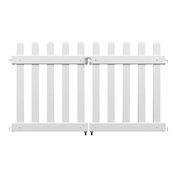 A white Mod-Picket fence center gate with two doors.