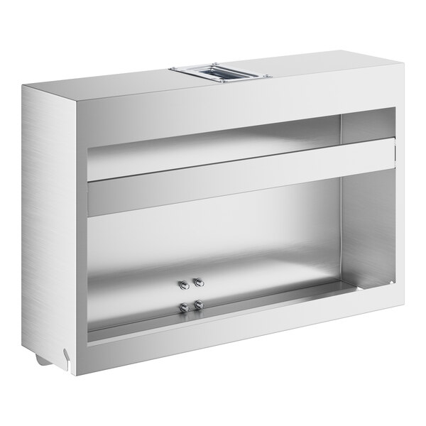 A silver rectangular Regency stainless steel cover with a hole in the middle.