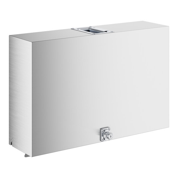 A rectangular stainless steel cover with a lock and handle, designed to fit over an 18-inch single tier speed rail.