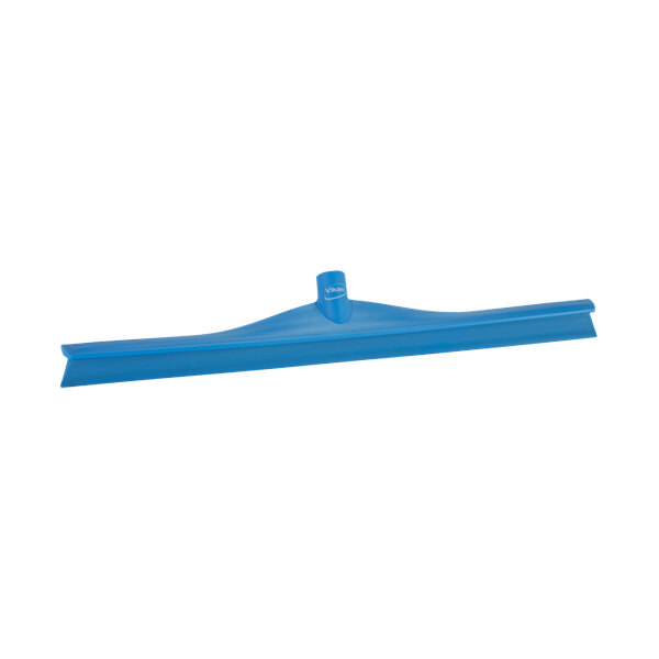 A blue Vikan floor squeegee with a long blue plastic handle.