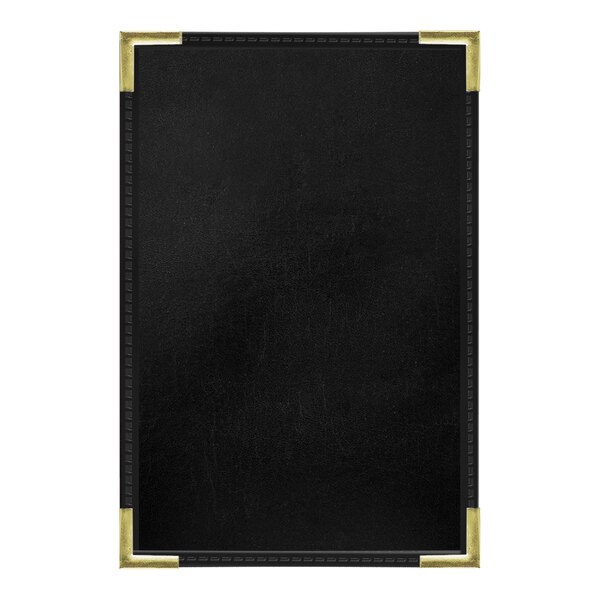 A black leather H. Risch menu cover with a white interior pocket.