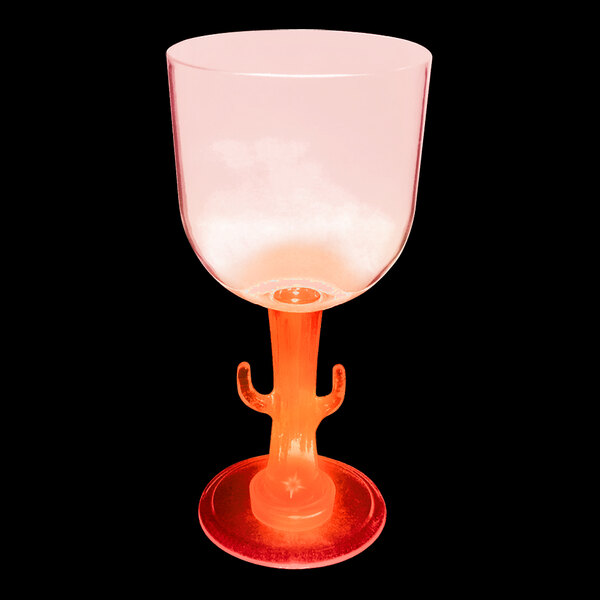 A customizable plastic cactus goblet with a red base.
