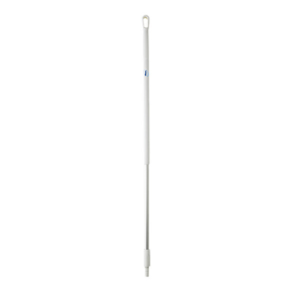 A white aluminum pole with a hole in the end.