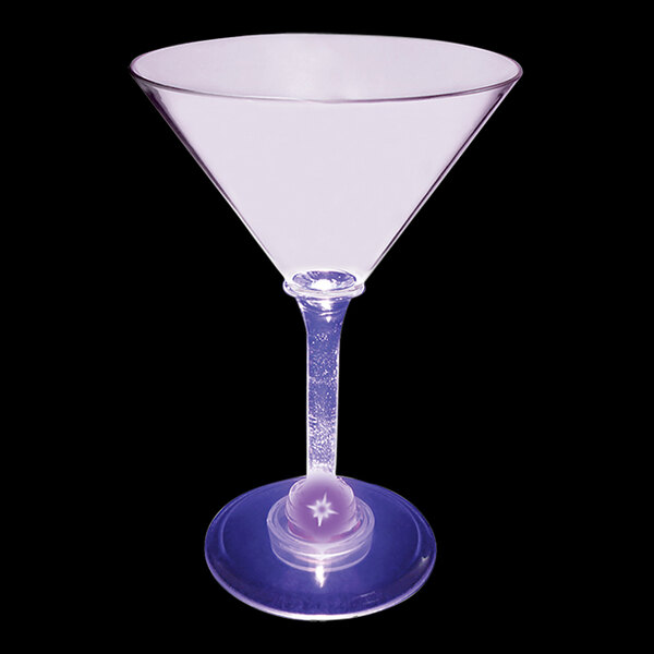 7 oz. Customizable Plastic Martini Cup with Purple LED Light 48/Case