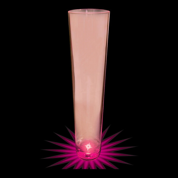 A customizable plastic champagne shooter with a pink LED light on it.