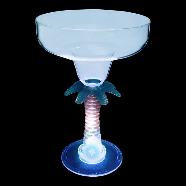 12 oz. Customizable Plastic Palm Tree Stem Margarita Cup with Blue LED